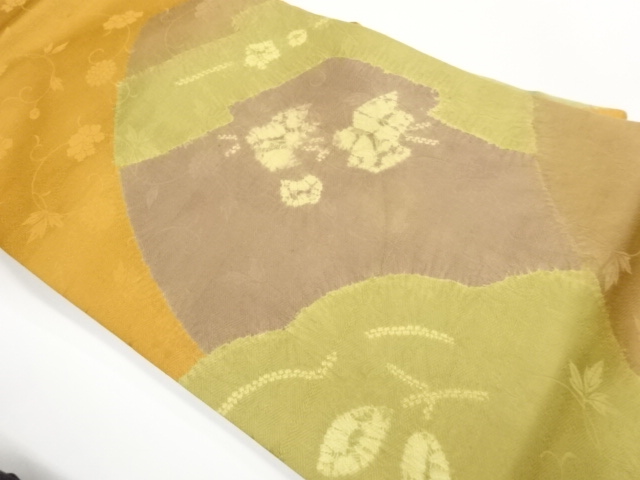 絞り抽象草花模様名古屋帯